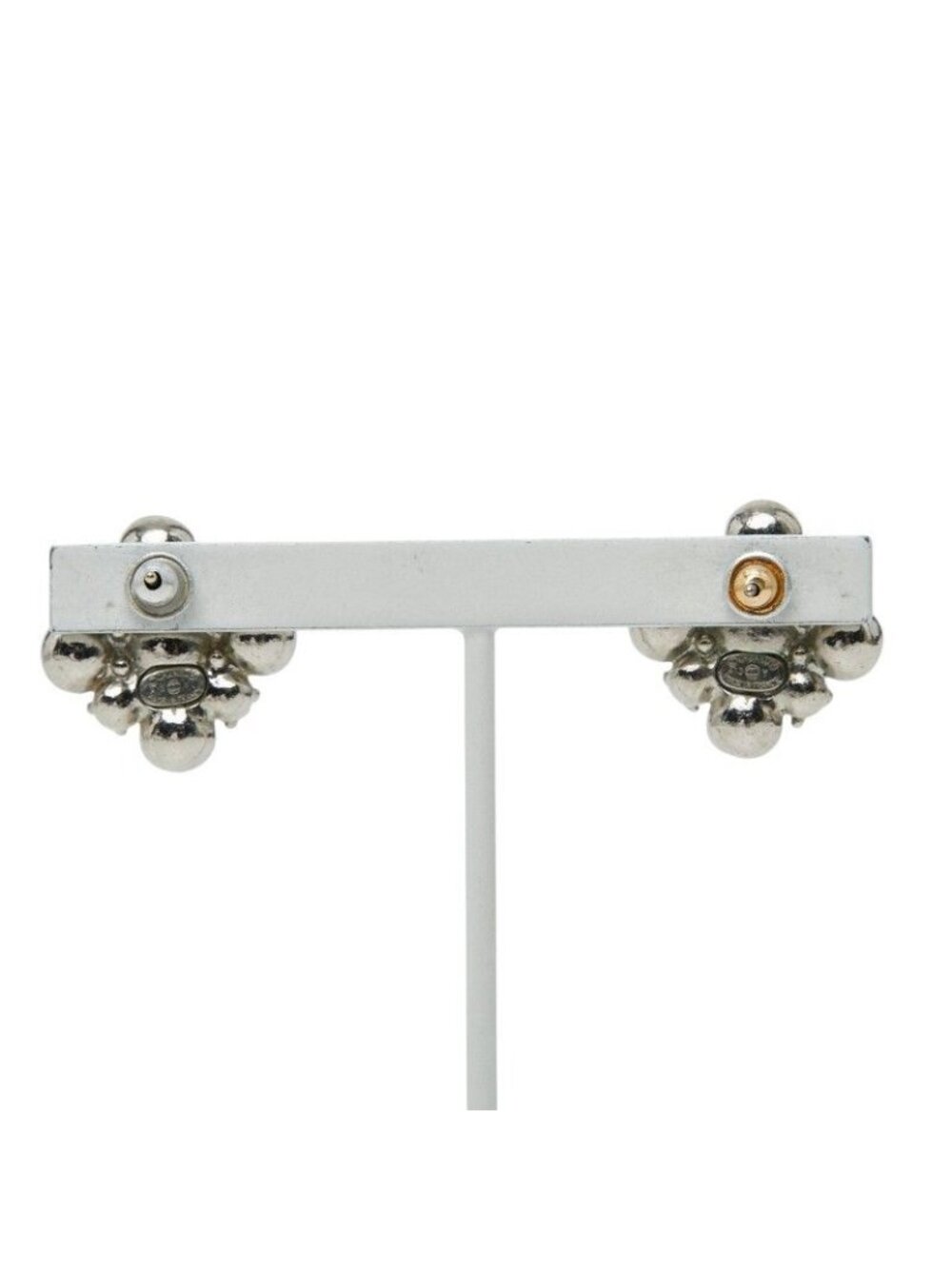 Chanel Stud Earrings Silver Metal Bijoux - Picture 3 of 5